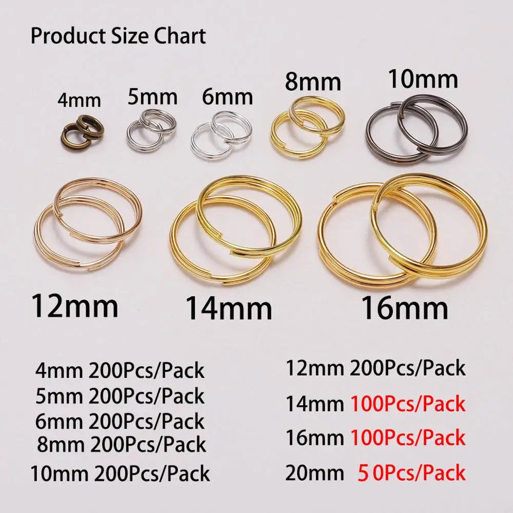 50-200pcs/lot Open Jump Rings 4 6 8 10 12 mm Double Loops Split Rings Necklace Bracelet Connectors For DIY Jewelry Making Vera Lux