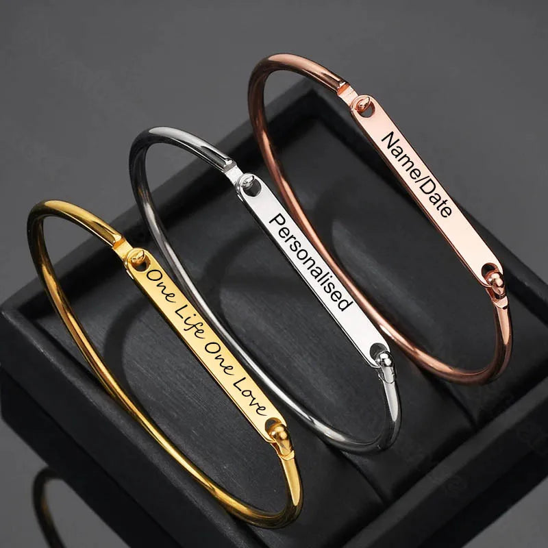 Nextvance Customized Engraving Nameplate Couple Bracelets on hand Stainless Steel Chain Bracelet  For Women Lovers  Jewelry Day Vera Lux