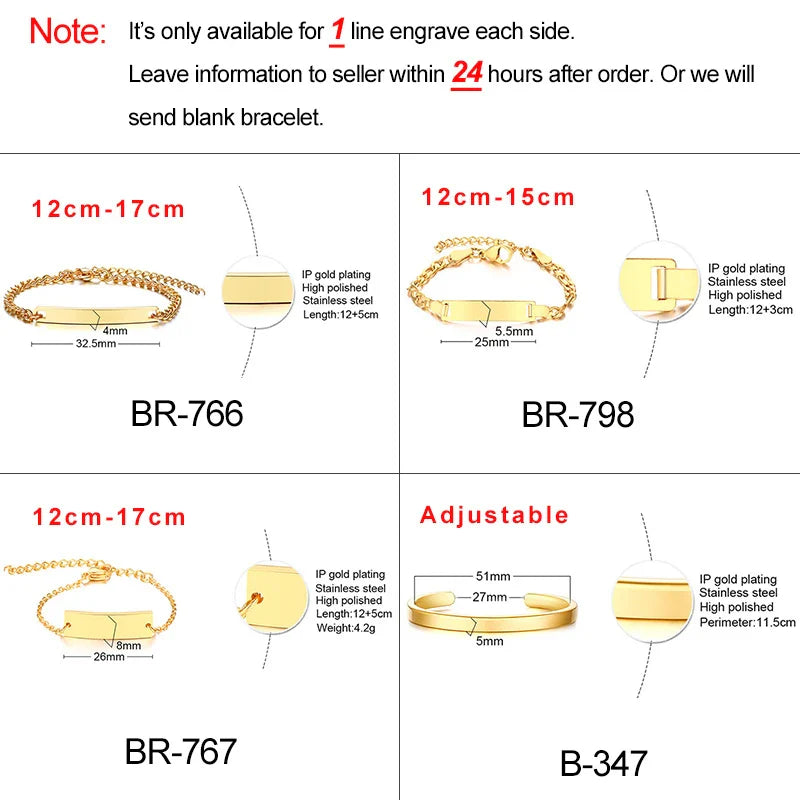 Vnox Personalize Custom Baby Girls Name Bracelet Gold Color Solid Stainless Steel Adjustable Boys Bracelet Gift to New Mom Vera Lux