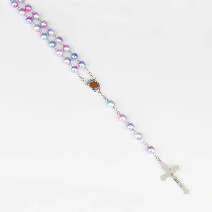 12 colors Religion Rosary necklace For Women Christian Virgin Mary Jesus Cross pendant Long beads chains Fashion Jewelry Gift Vera Lux