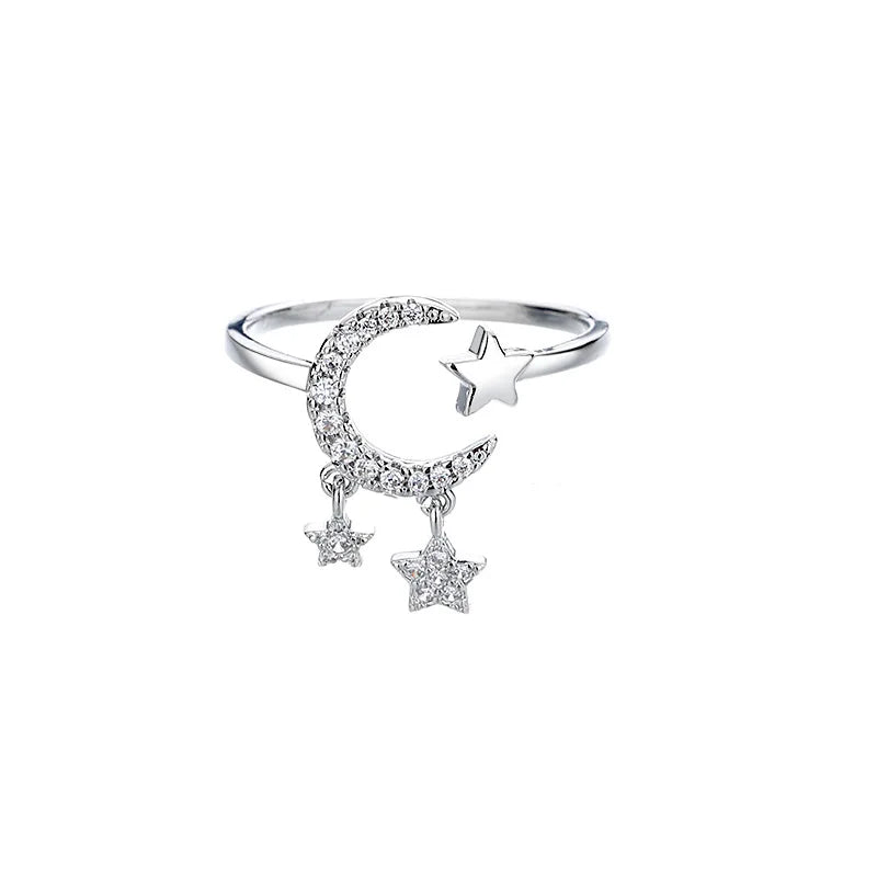 VENTFILLE 925 Silver Moon Tassel Opening Female Fashion Ins Ring Vera Lux