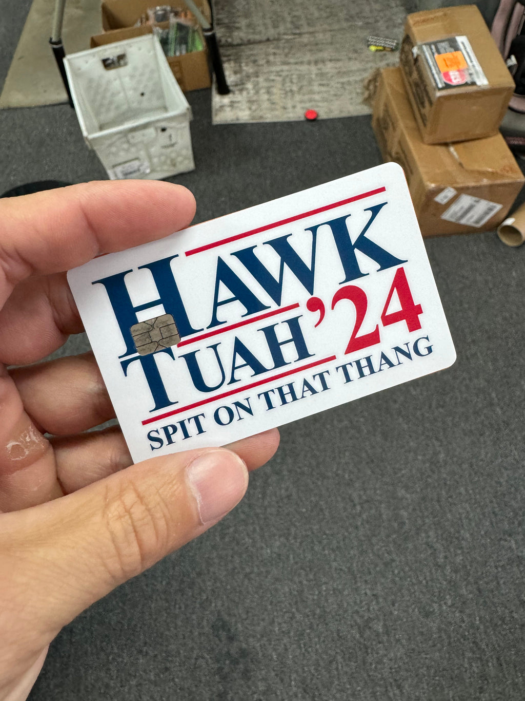 Hawk Tuah Spit on That Thang 2024 Credit Card Overlay Sticker StickerFab