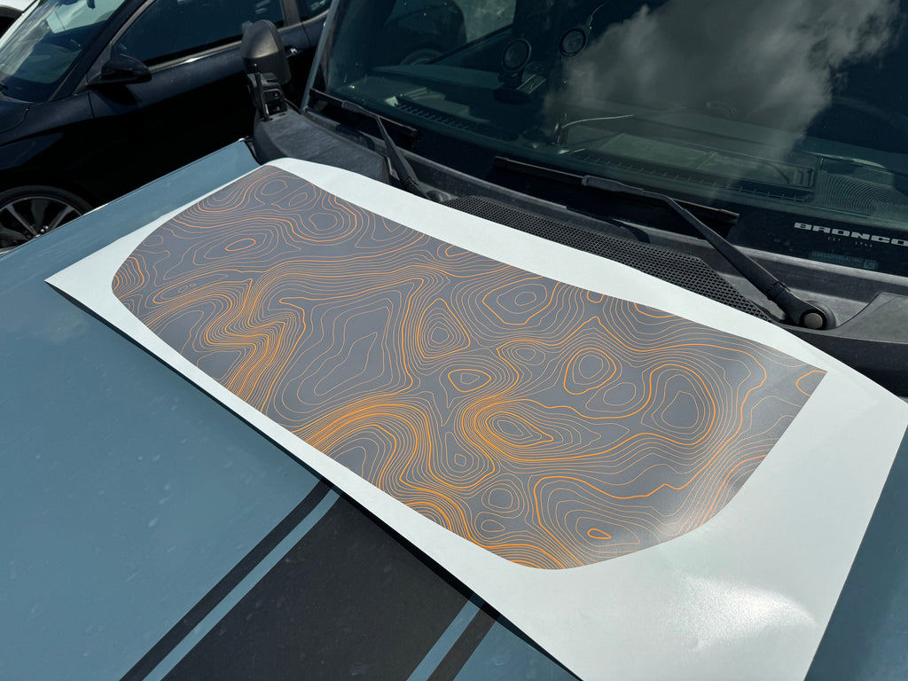 Stealth Topographic Map Hood Overlay (Printed Series) - 2021+ Bronco StickerFab