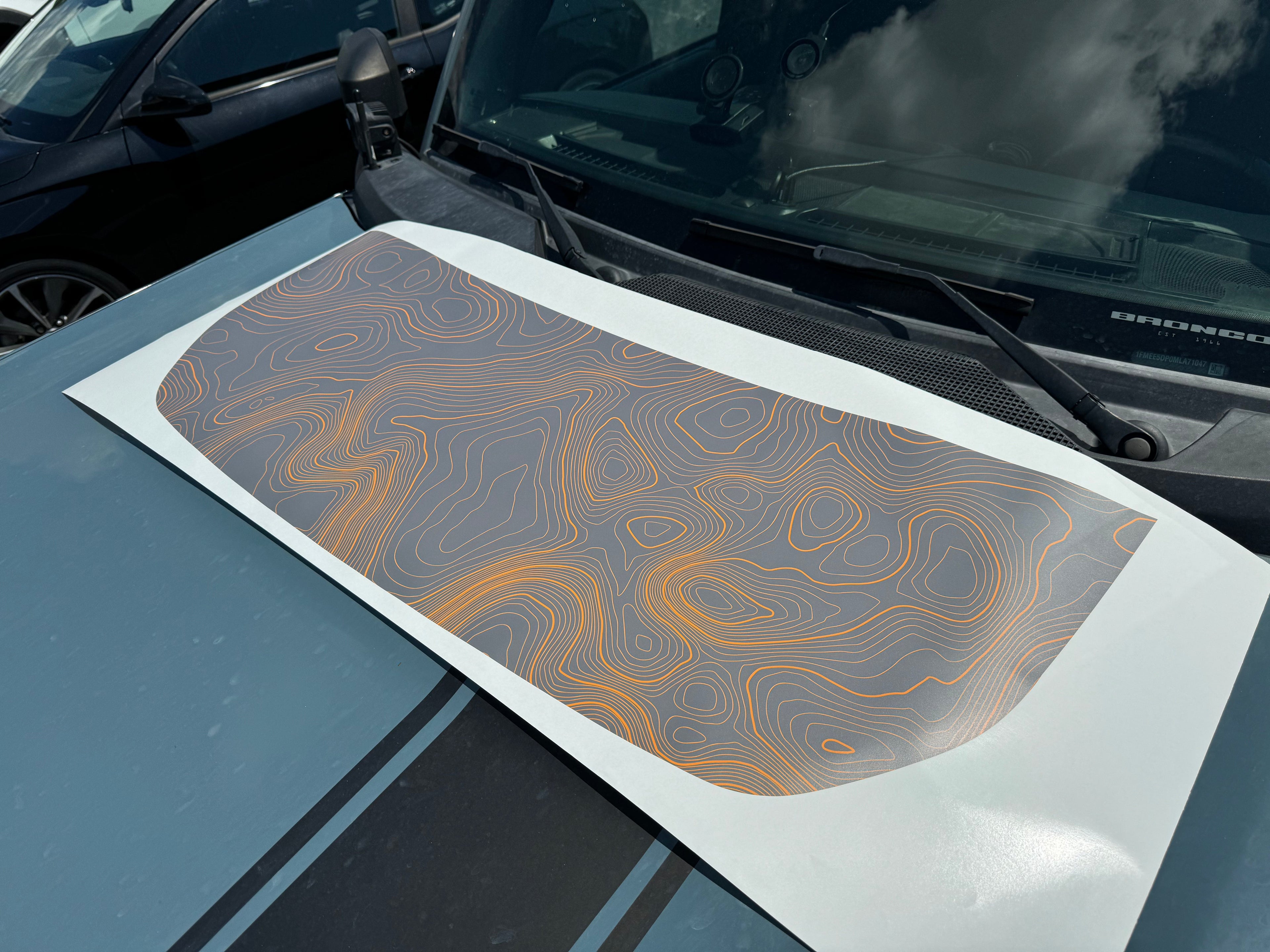 Stealth Topographic Map Hood Overlay (Printed Series) - 2021+ Bronco StickerFab