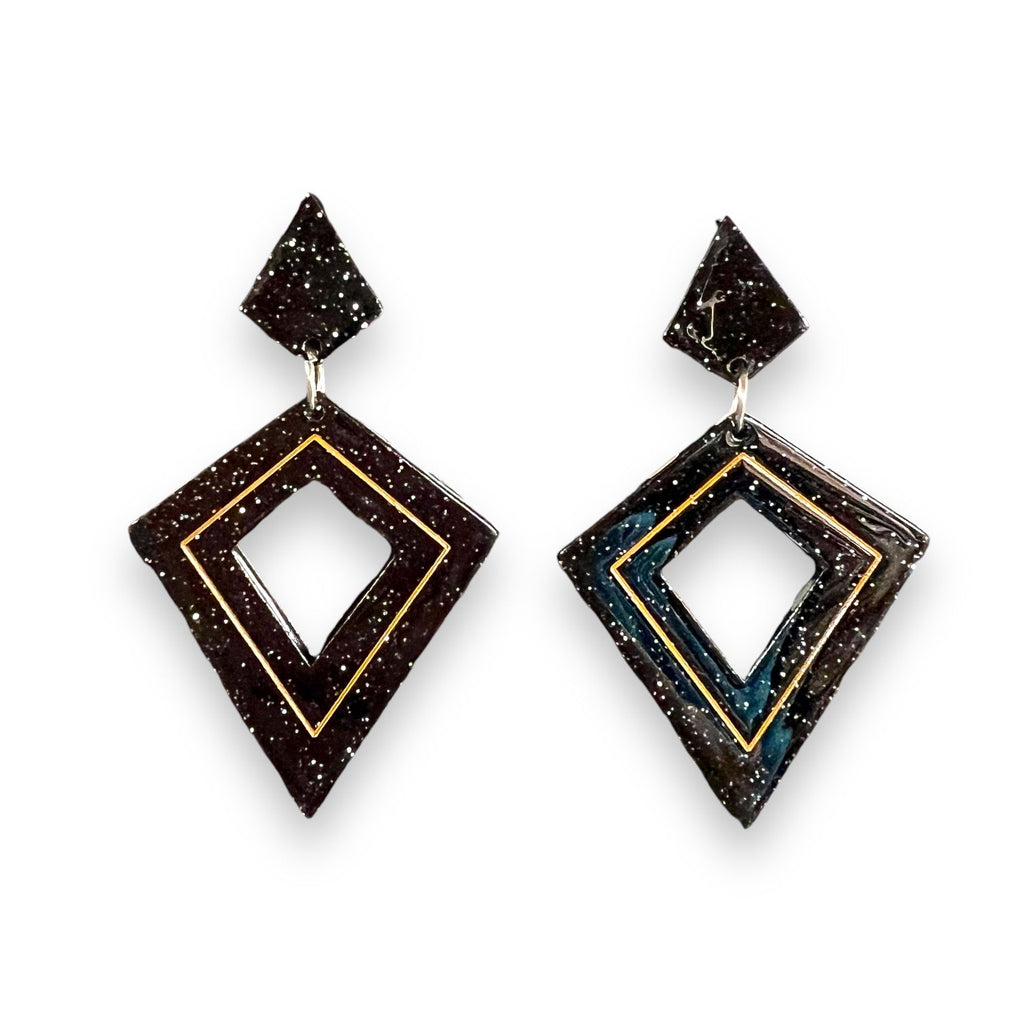 Retro Diamond Dangle Earrings by Lipstick & Chrome — Vintage-Inspired Acrylic Statement Earrings Quirks!