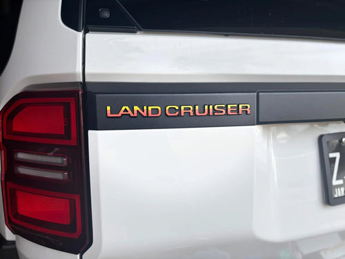 "Land Cruiser" Rear Tailgate Emblem Overlays - 2024+ Land Cruiser StickerFab