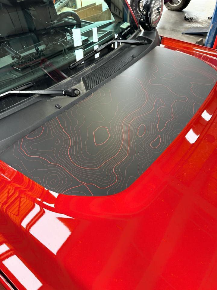 Stealth Topographic Map Hood Overlay (Printed Series) - 2021+ Bronco StickerFab