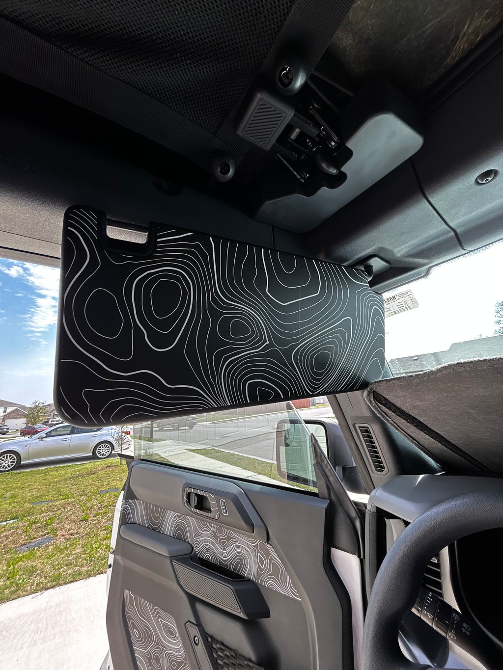Topo Interior Sun Visor Overlays (Printed Series) - 2021+ Bronco (NO Homelink) StickerFab
