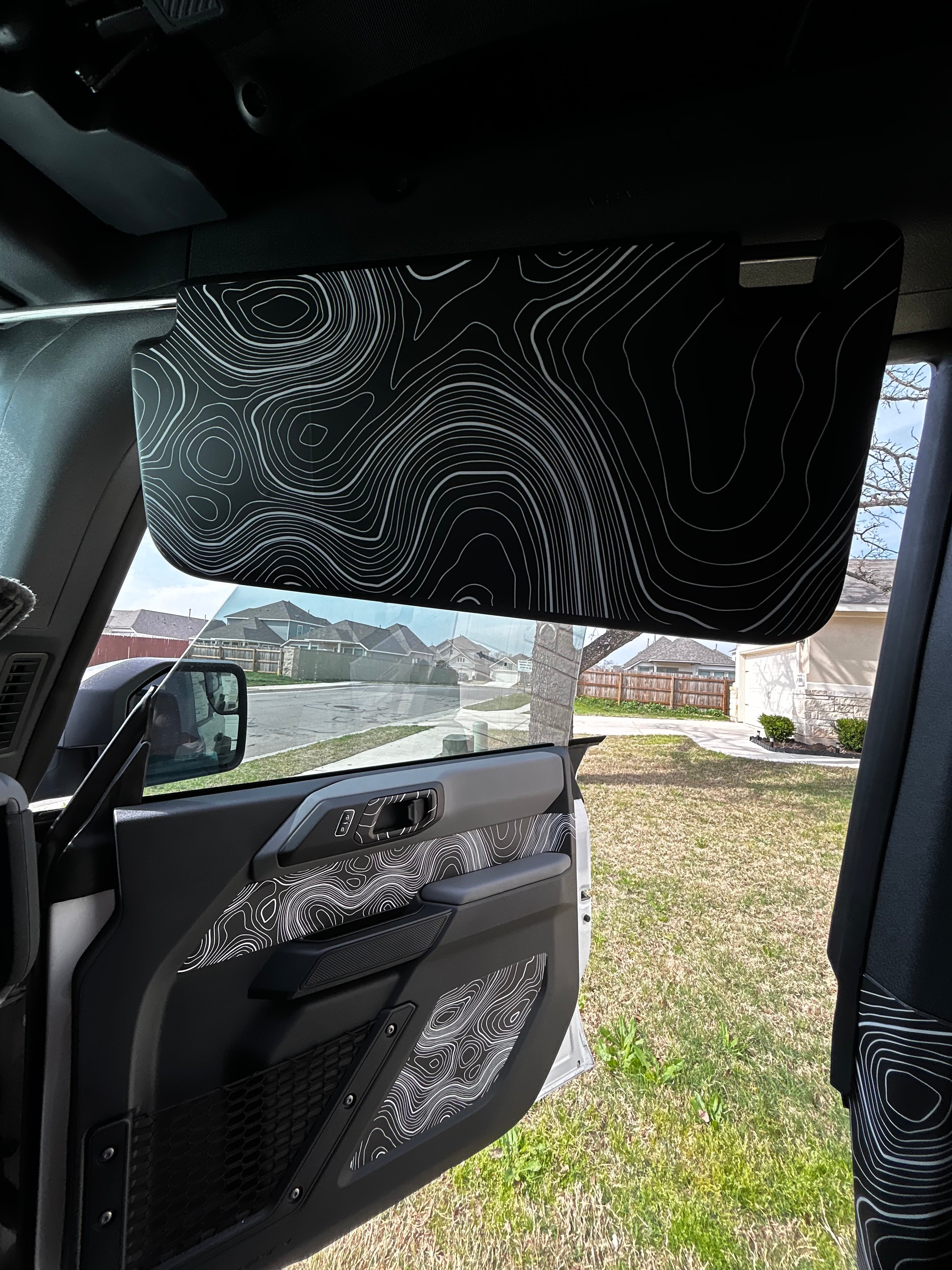 Topo Interior Sun Visor Overlays (Printed Series) - 2021+ Bronco (NO Homelink) StickerFab