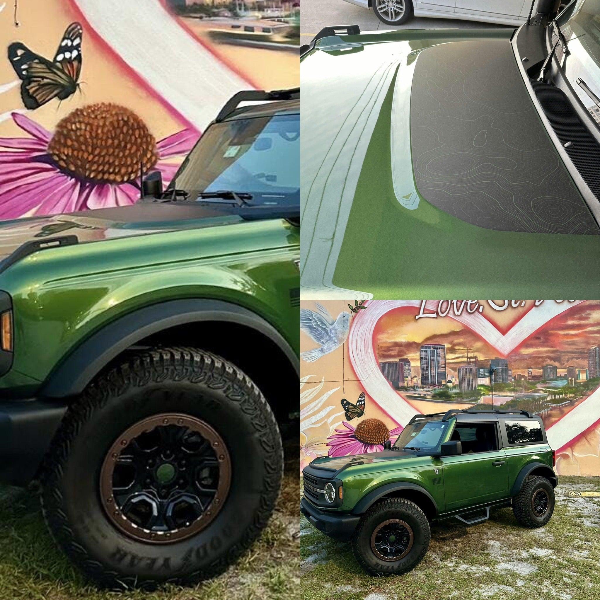 Stealth Topographic Map Hood Overlay (Printed Series) - 2021+ Bronco StickerFab