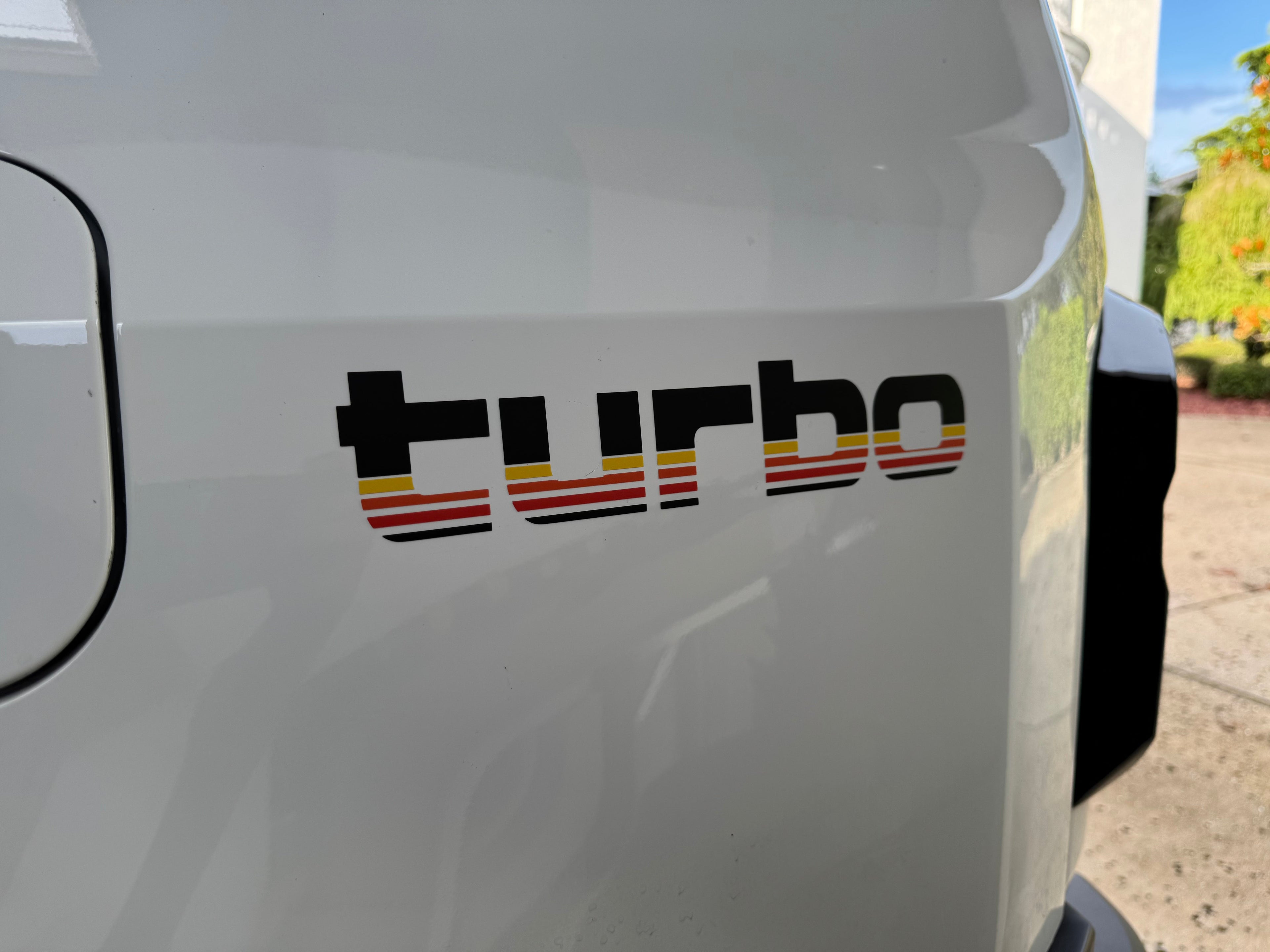 Turbo Retro Style Graphic Fender Decals (Pair) - Universal StickerFab