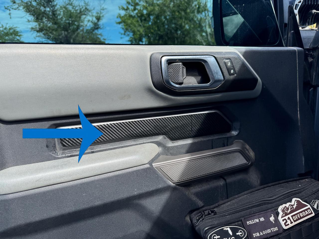Topo Front Interior Upper Door Card Insert Overlays (Printed Series) - 2021+ Bronco 2 Door StickerFab