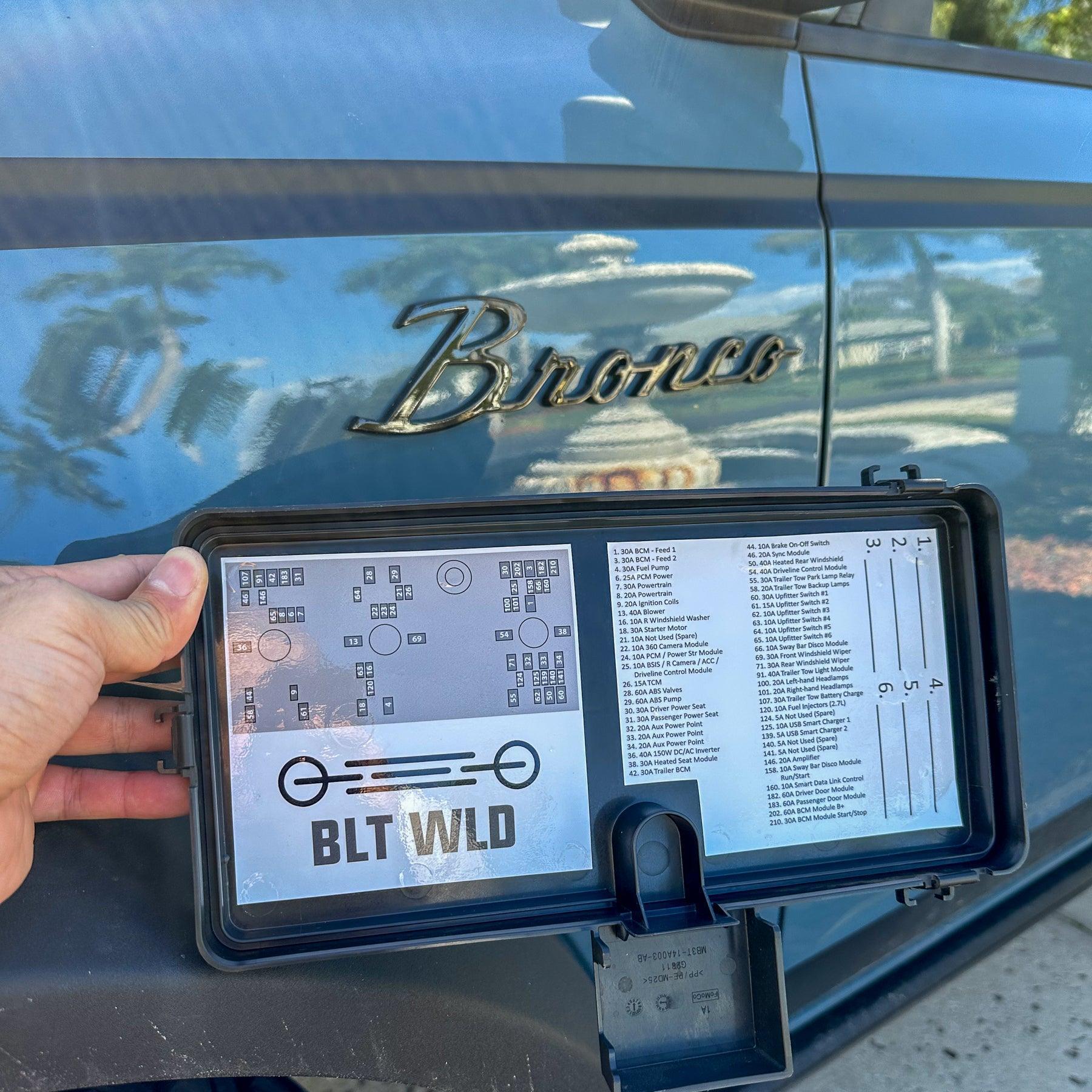 Printed Series Underhood Fuse Box Lid Labels - 2021+ Bronco StickerFab