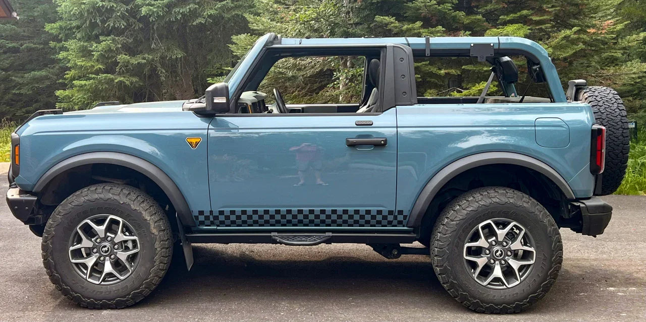 Checkered Racing Lower Door Protection - 2021+ Bronco StickerFab