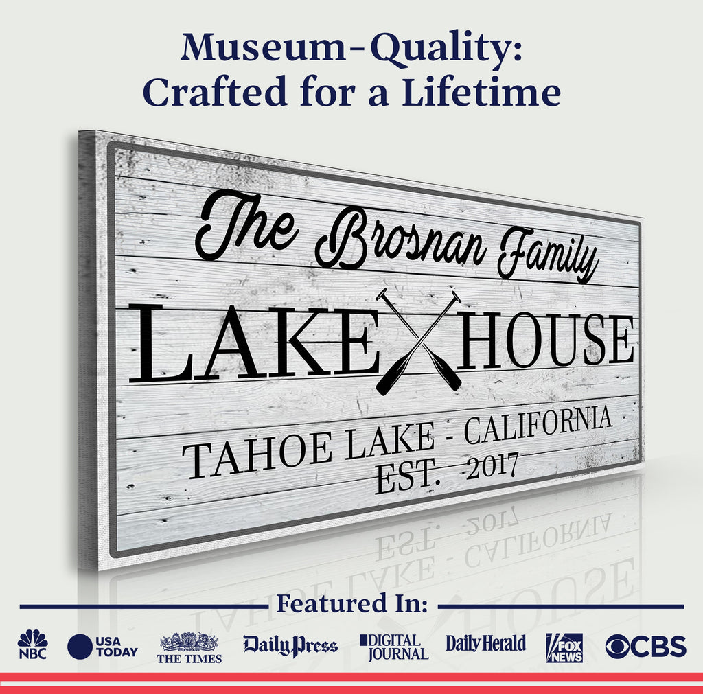 Family Lake House Paddle Sign Tailored Canvases