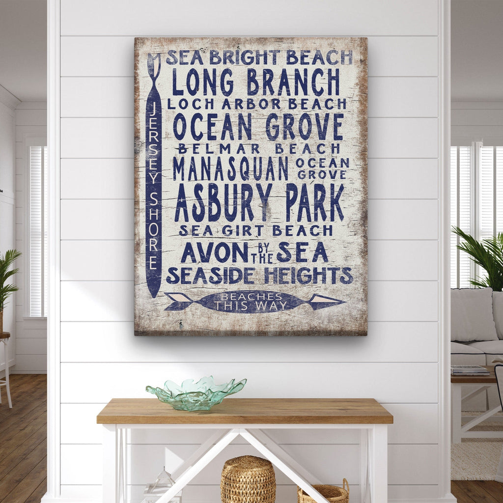 Vintage Jersey Shore Beach Sign | Asbury park, Sea Girt, Manasquan, Seaside Heights Off The Square Designs