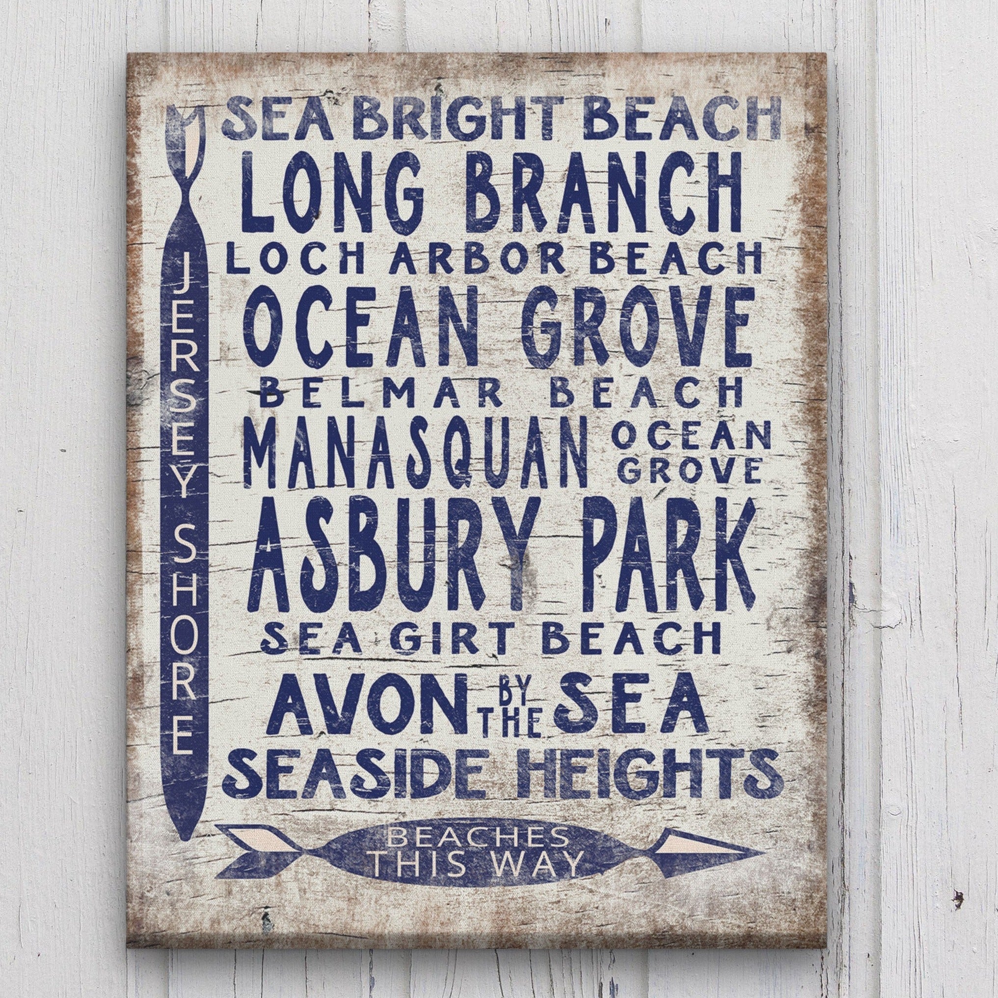 Vintage Jersey Shore Beach Sign | Asbury park, Sea Girt, Manasquan, Seaside Heights Off The Square Designs