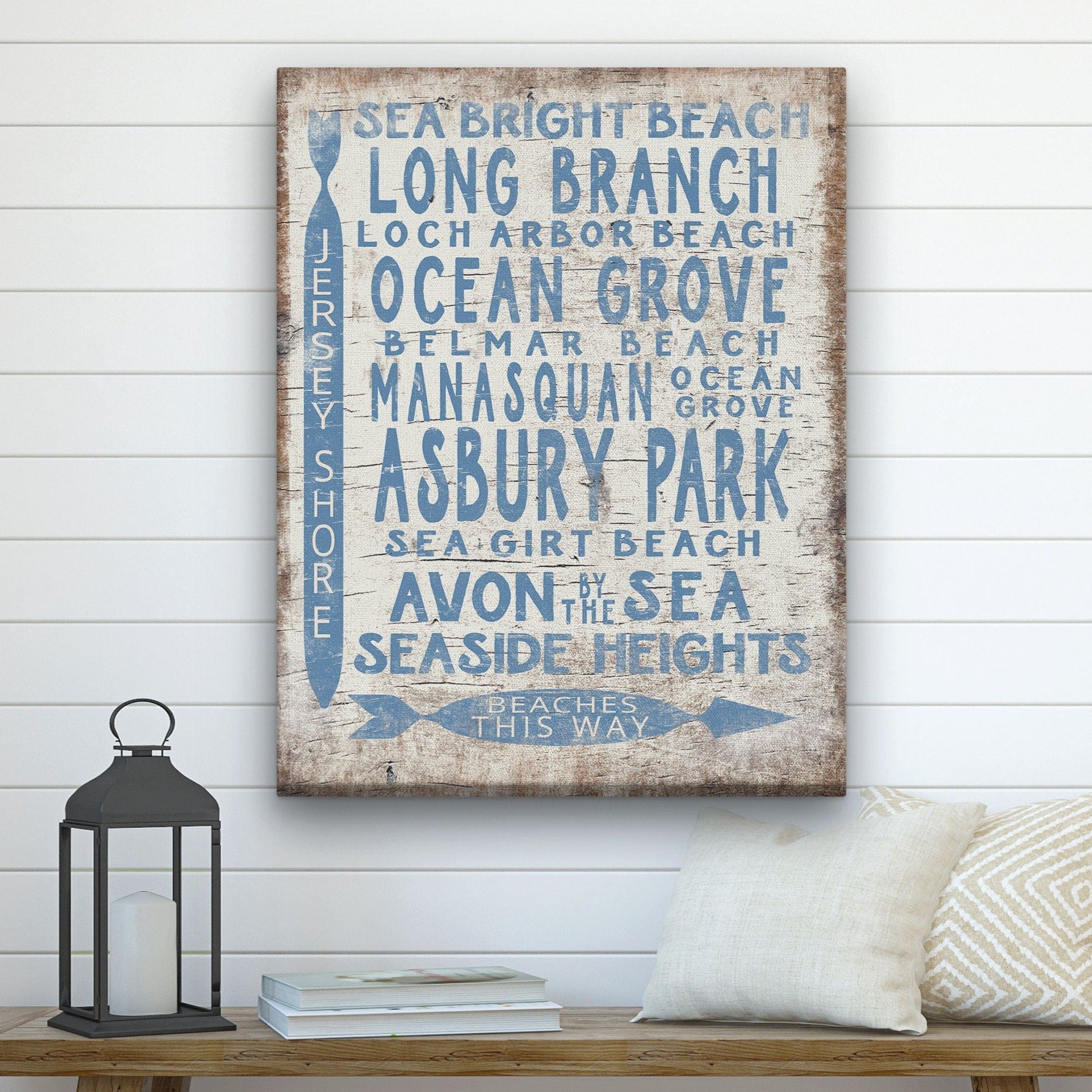 Vintage Jersey Shore Beach Sign | Asbury park, Sea Girt, Manasquan, Seaside Heights Off The Square Designs
