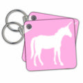 3dRose Key Chains White Unicorn silhouette on pastel pink - magical mystical mythical fantasy creatures and beasts (kc-56734-1) 3dRose
