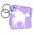 3dRose Key Chains White Pegasus silhouette on lilac purple - magical mystical mythical fantasy creatures and beasts (kc-56740-1) 3dRose