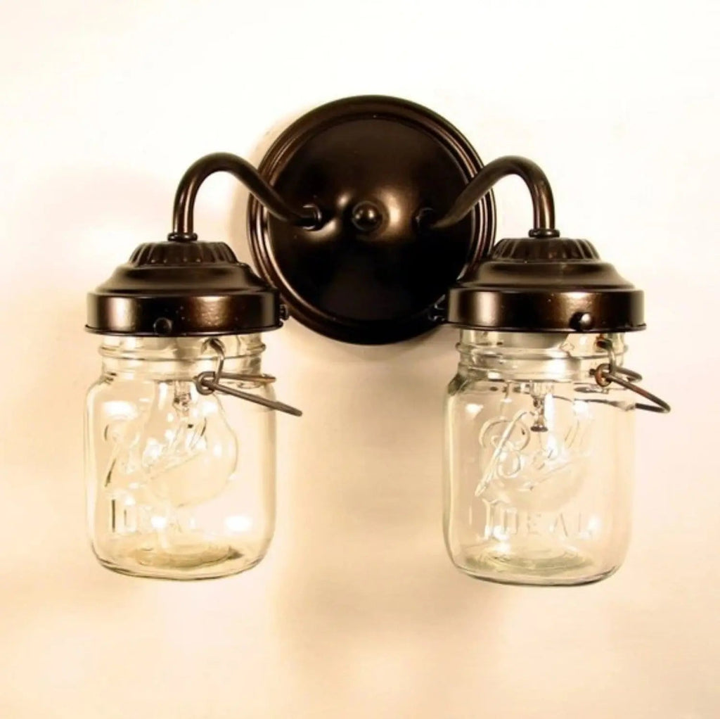 Mason Jar WALL LIGHT Double Sconce The Lamp Goods