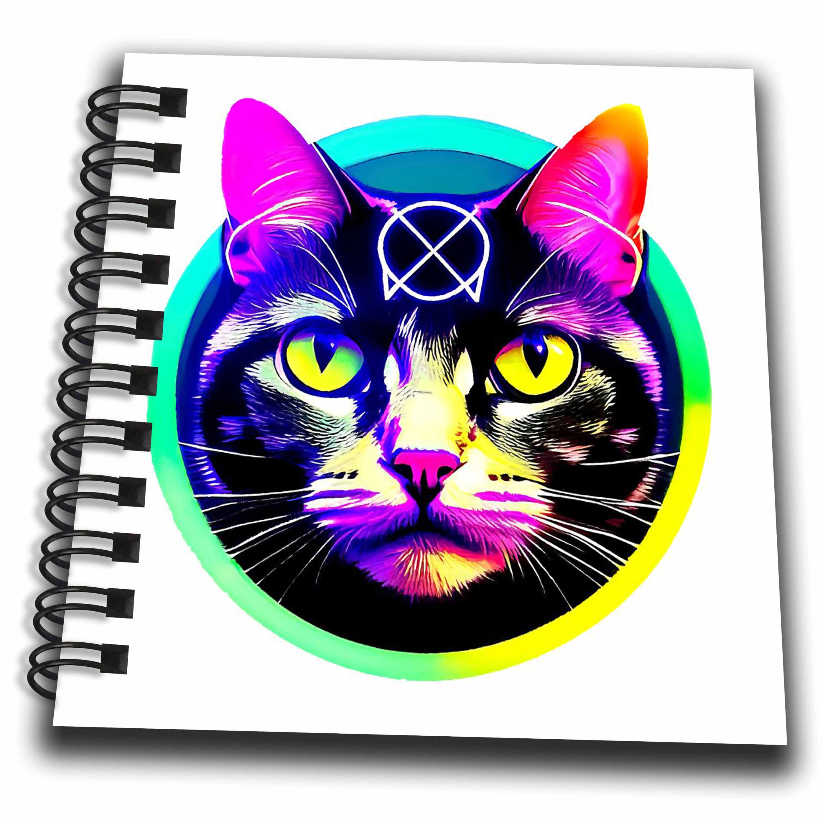 3dRose Cool Portrait of a Magical cat with a Mystical Sign on its... - Drawing Books (db-379300) 3dRose