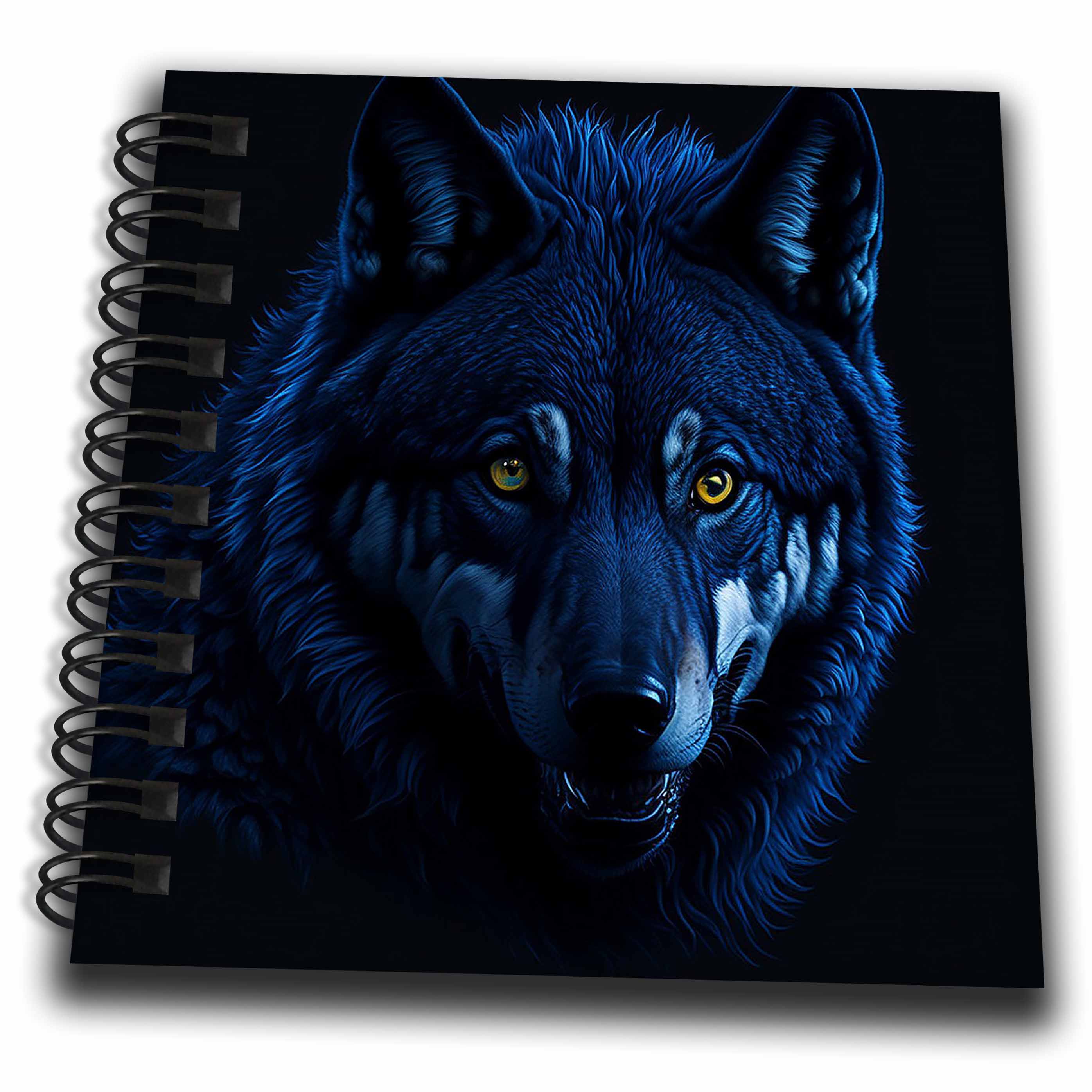 3dRose Mystical, Magical Wolf Portrait. Yellow Eyes. Dark Blue, Black... - Drawing Books (db-379386) 3dRose