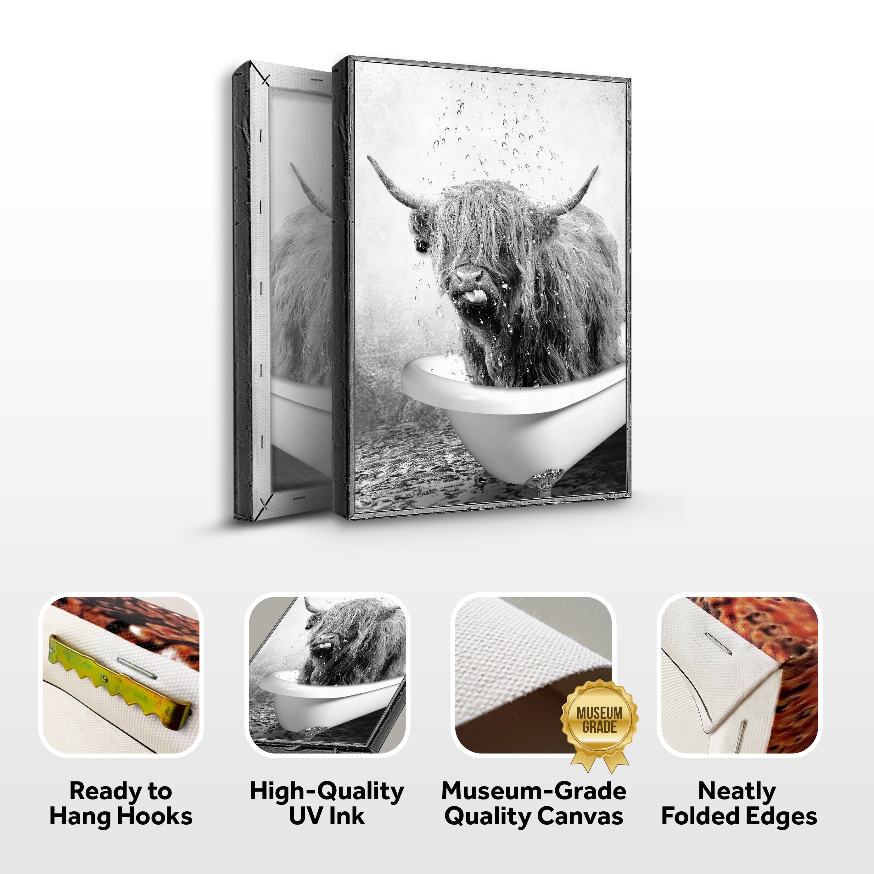 Highland Cattle Bath Canvas Wall Art Tailored Canvases