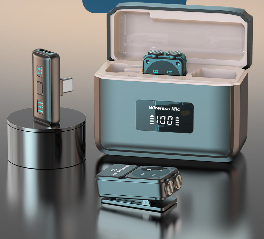 New wireless collar clip microphone Q12 dual receiver with charging bin clear radio intelligent noise reduction collar clip wheat Whatever the Treasure