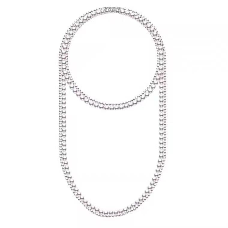 Double Layer Vintage Necklace Gown Accessories Jewelry French Retro Long Pearl Sweater Chain Necklace FASHION SHEGOODS LLC