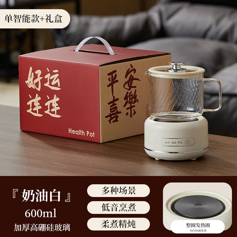 Multi-functional Flower Tea Pot Household Health Pot Mini Glass Boiling Kettle Small Health Cup Gift Electric Stew Cup for Tea Whatever the Treasure