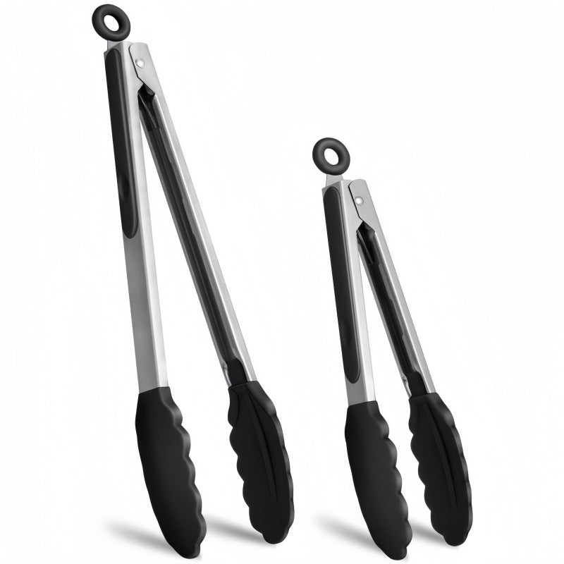Cross Border Black Silicone Clip Food Clip Commercial High Temperature Resistant Food Grade Kitchen Steak Barbecue Grill Tool Whatever the Treasure