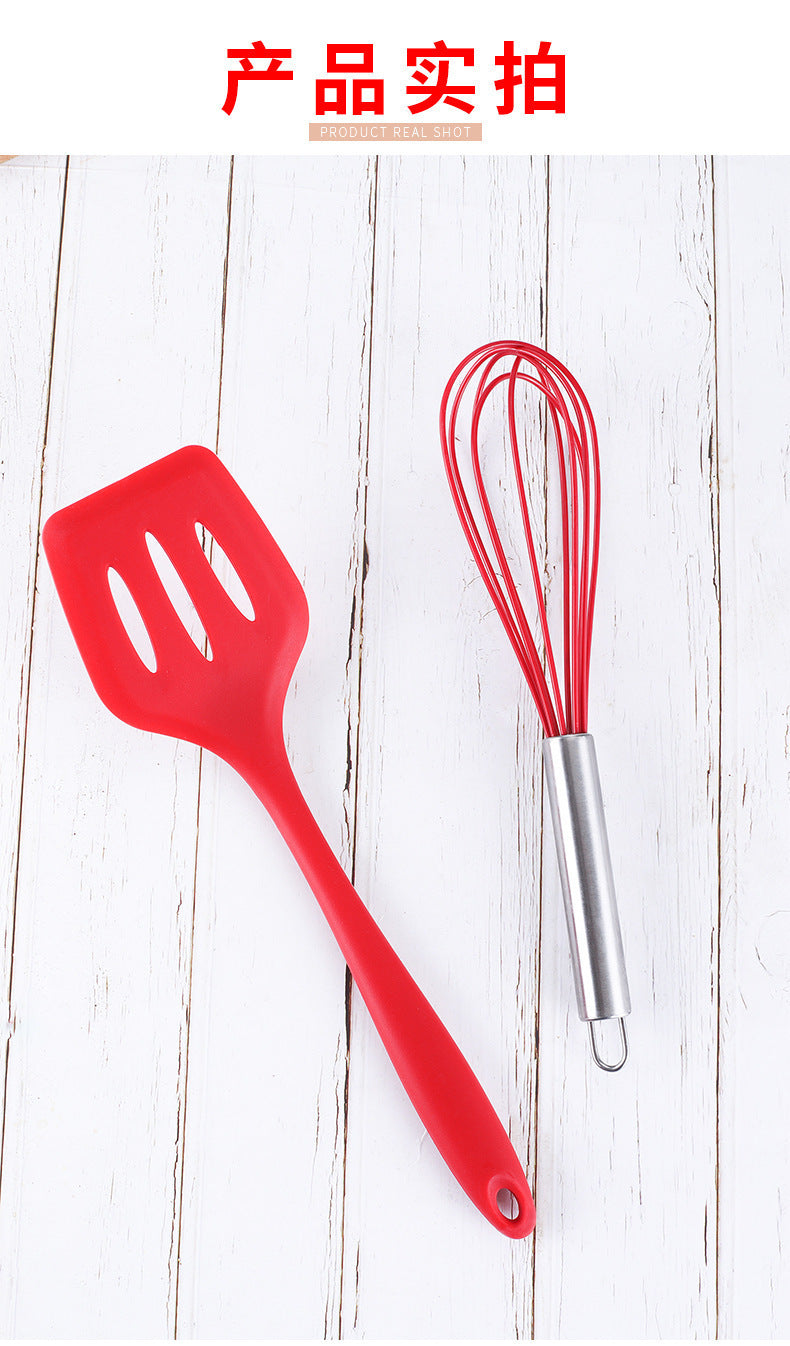 Cross-Border Kitchen Silicone Spatula Brush Egg Beater Silicone Kitchen Utensils 5-Piece Set Cooking Set Baking Tools Whatever the Treasure