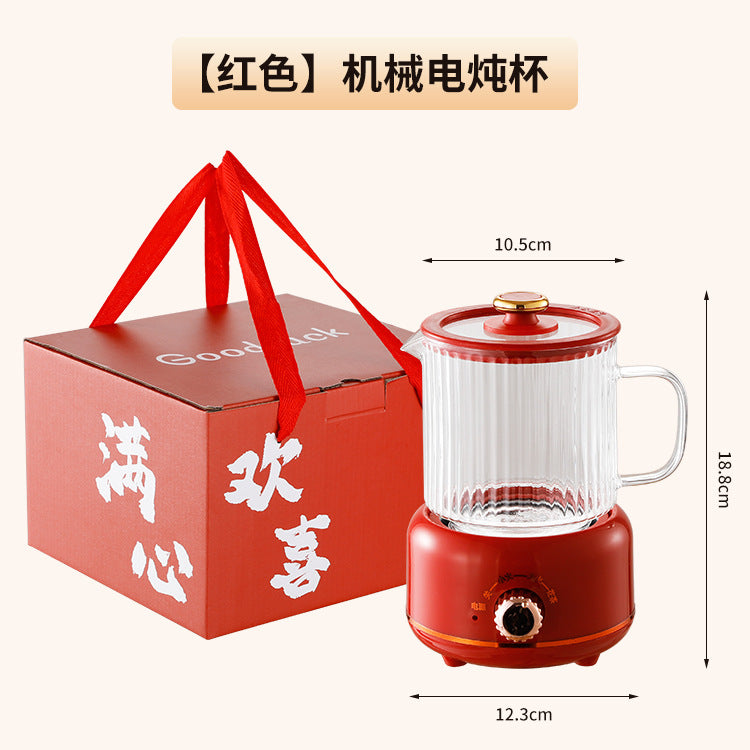 Multi-functional Flower Tea Pot Household Health Pot Mini Glass Boiling Kettle Small Health Cup Gift Electric Stew Cup for Tea Whatever the Treasure