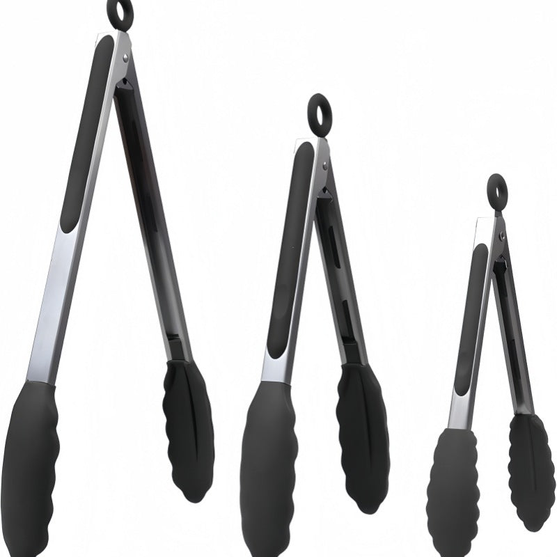 Cross Border Black Silicone Clip Food Clip Commercial High Temperature Resistant Food Grade Kitchen Steak Barbecue Grill Tool Whatever the Treasure