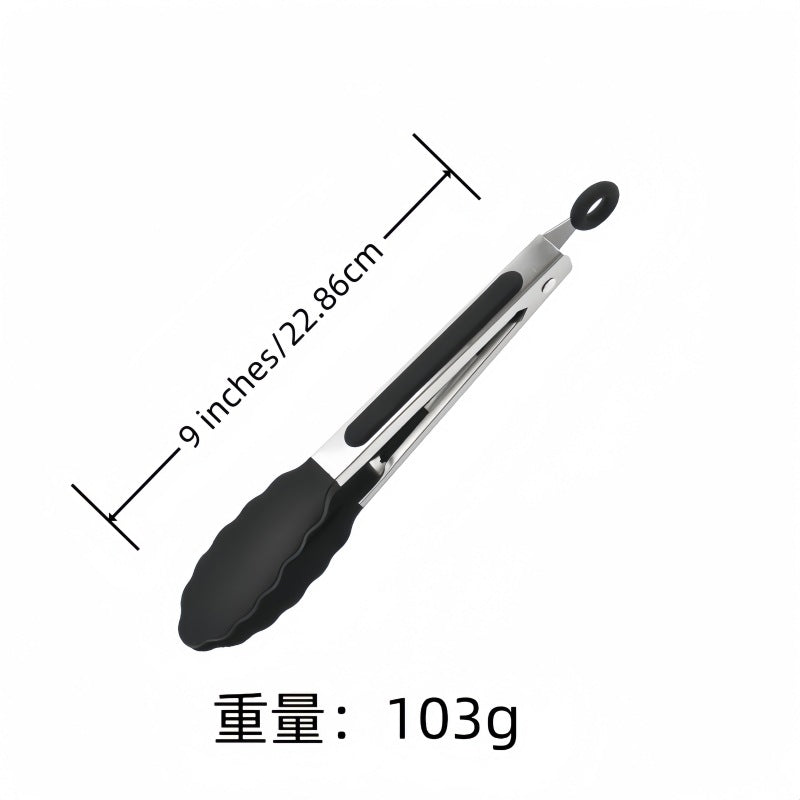 Cross Border Black Silicone Clip Food Clip Commercial High Temperature Resistant Food Grade Kitchen Steak Barbecue Grill Tool Whatever the Treasure