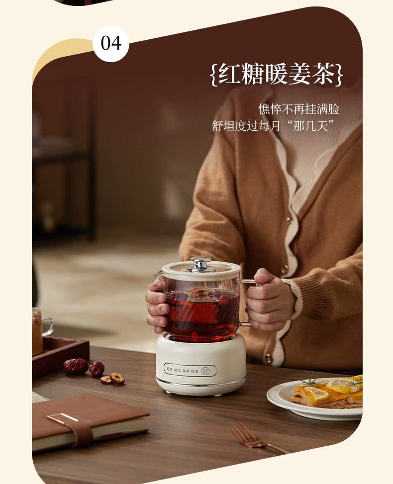 Multi-functional Flower Tea Pot Household Health Pot Mini Glass Boiling Kettle Small Health Cup Gift Electric Stew Cup for Tea Whatever the Treasure