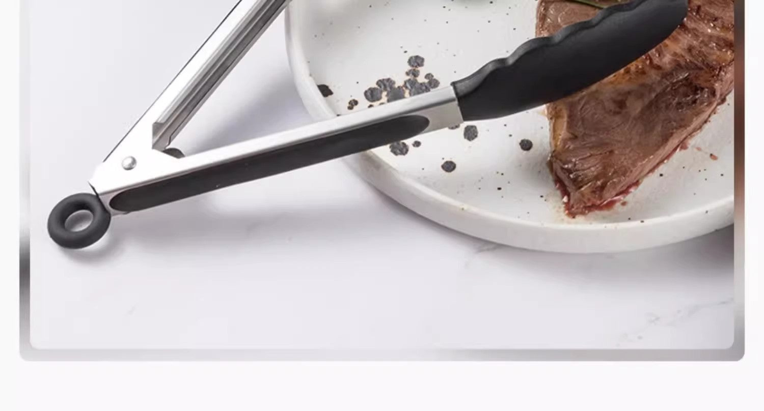 Cross Border Black Silicone Clip Food Clip Commercial High Temperature Resistant Food Grade Kitchen Steak Barbecue Grill Tool Whatever the Treasure