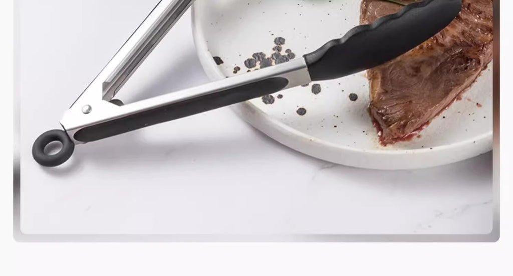 Cross Border Black Silicone Clip Food Clip Commercial High Temperature Resistant Food Grade Kitchen Steak Barbecue Grill Tool Whatever the Treasure