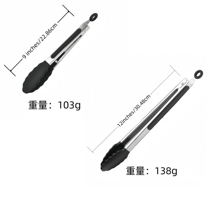 Cross Border Black Silicone Clip Food Clip Commercial High Temperature Resistant Food Grade Kitchen Steak Barbecue Grill Tool Whatever the Treasure