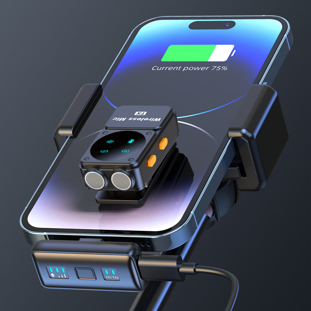New wireless collar clip microphone Q12 dual receiver with charging bin clear radio intelligent noise reduction collar clip wheat Whatever the Treasure