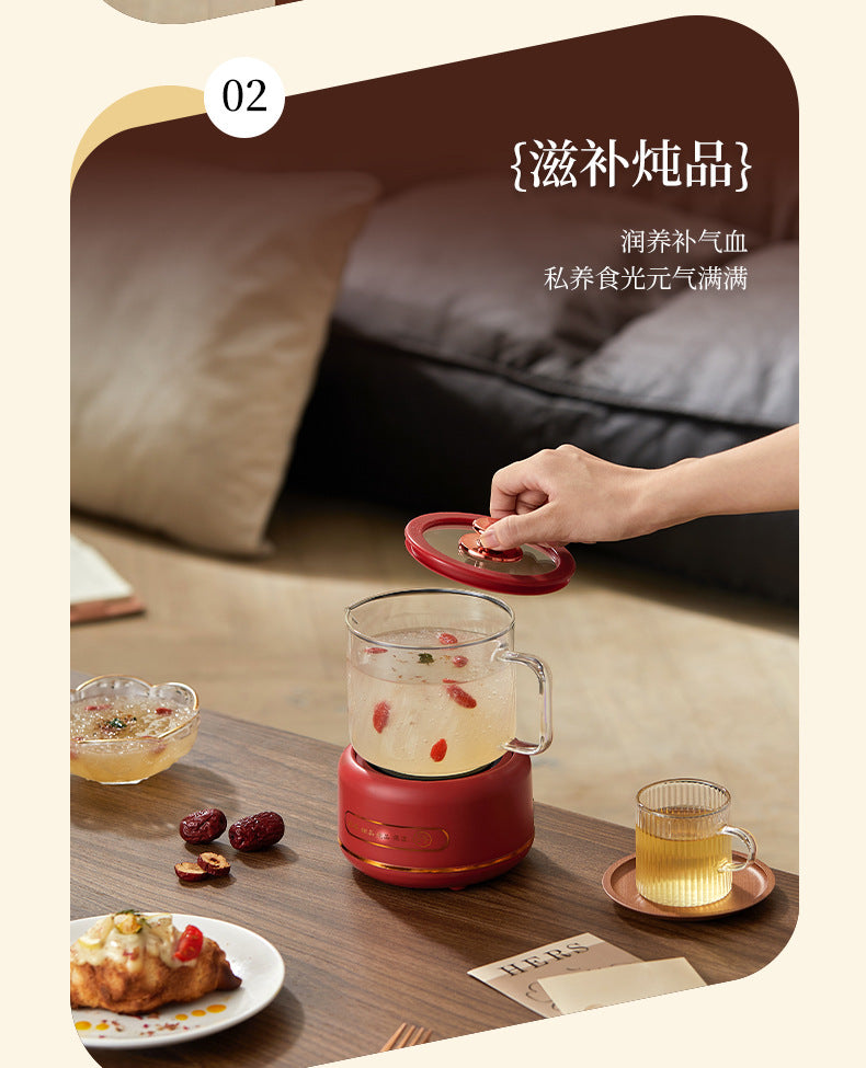 Multi-functional Flower Tea Pot Household Health Pot Mini Glass Boiling Kettle Small Health Cup Gift Electric Stew Cup for Tea Whatever the Treasure