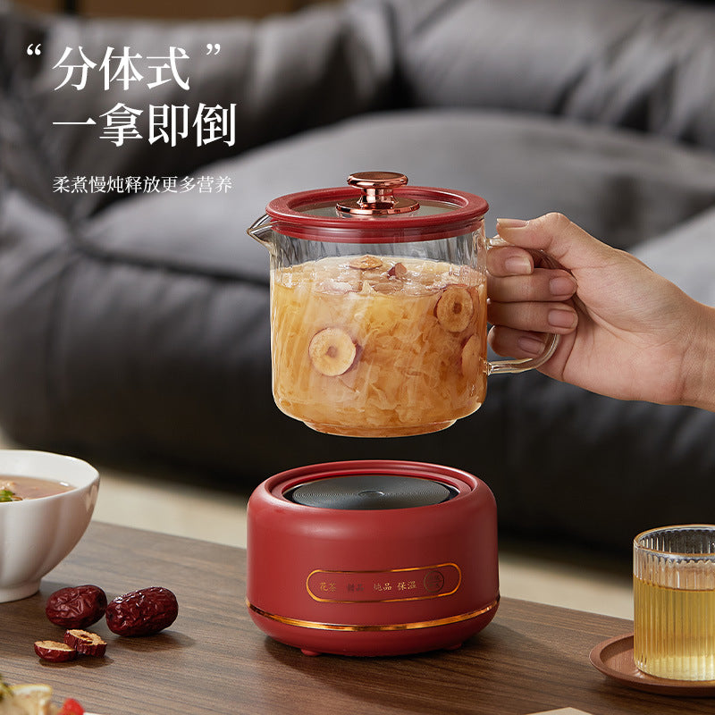 Multi-functional Flower Tea Pot Household Health Pot Mini Glass Boiling Kettle Small Health Cup Gift Electric Stew Cup for Tea Whatever the Treasure