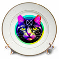 3dRose Cool Portrait of a Magical cat with a Mystical Sign on its Forehead - Plates (cp-379300) 3dRose