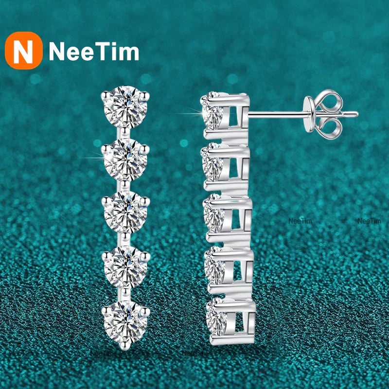 NeeTim 3mm Full Moissanite Earring For Women Wedding Fine Jewely 925 Sterling Sliver With White Gold Plated Party Studs Earrings Vera Lux