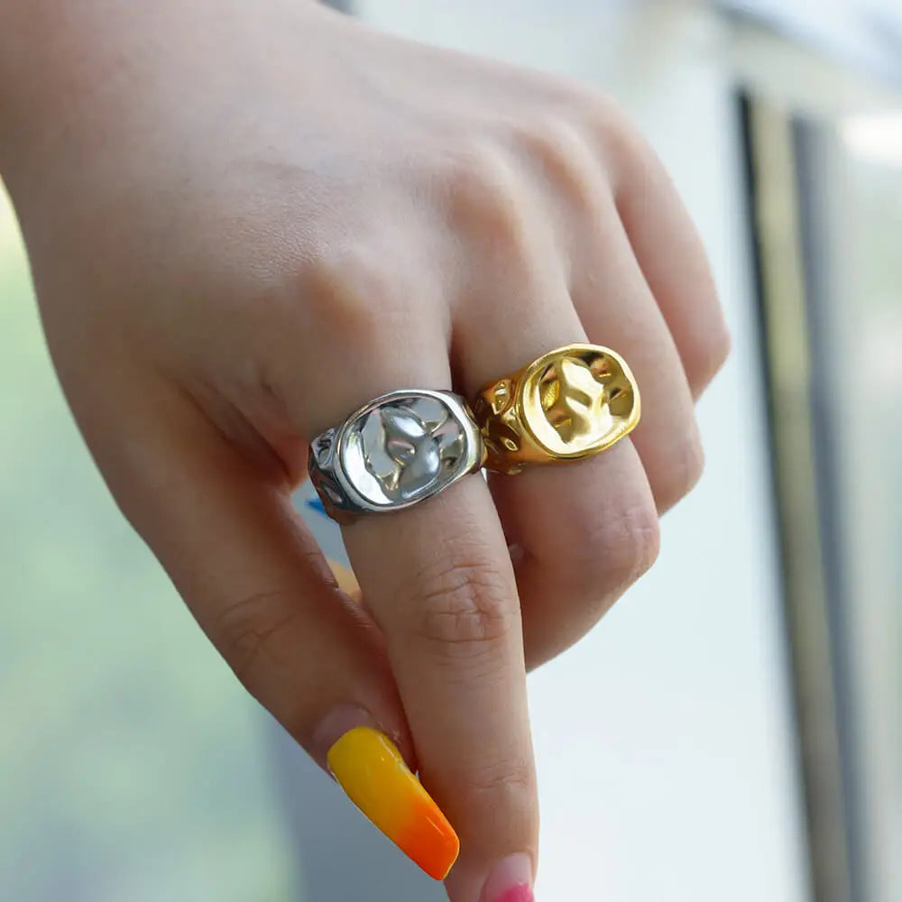 Irregular Rings For Women Gold Color Stainless Steel Geometric Ring Fashion Simple Party Christmas Party Jewelry Gift Femme Vera Lux