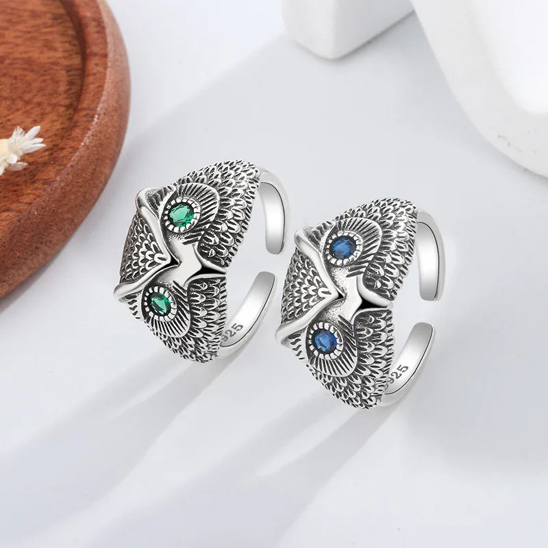 925 Sterling Silver Owl Zircon Open Rings For Women Wedding Engagement Luxury Jewelry Accessories Wholesale Jewellery Vera Lux