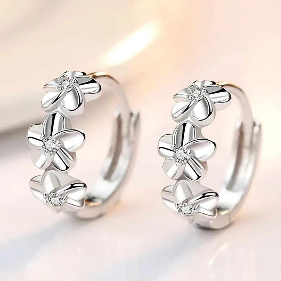 925 Sterling Silver Hoop Earrings With Sweet Flower Design Great For Everyday Wear Holidays And Gifts Vintage Bohemian Style Vera Lux