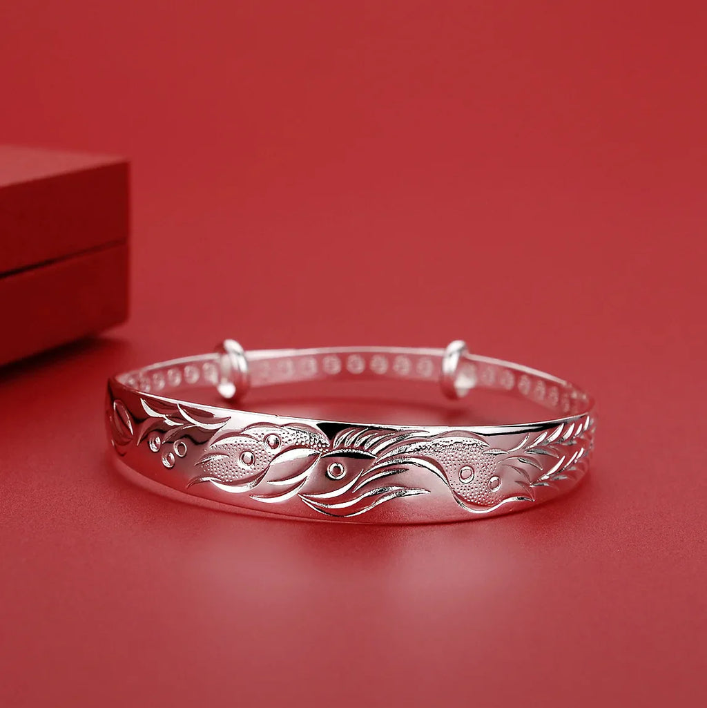 Luxury 925 Sterling Silver Noble Phoenix Bracelets Bangles For Women Fashion Party Wedding Jewelry Holiday Gifts Adjustable Vera Lux