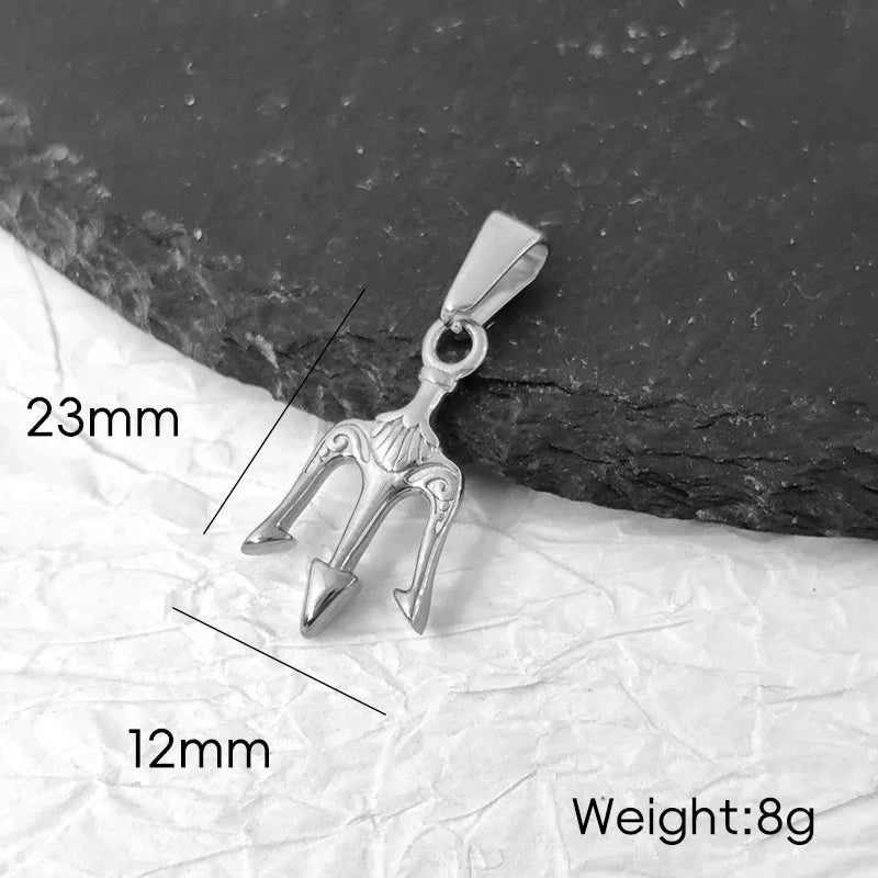 Mythology Medusa Poseidon Trident Charm Stainless Steel Ancient Greek Amulet Neptune Pendant Men 18k Gold Trident Pendant Vera Lux